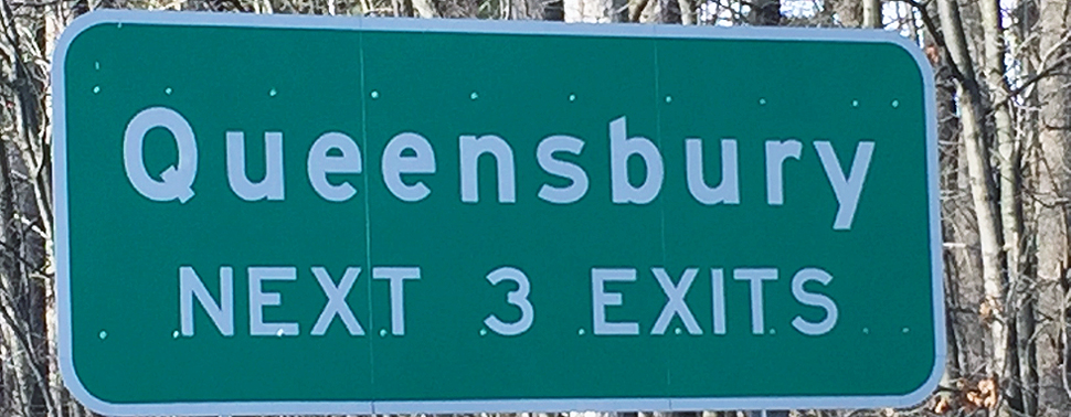 Queensbury Corridor - exit sign